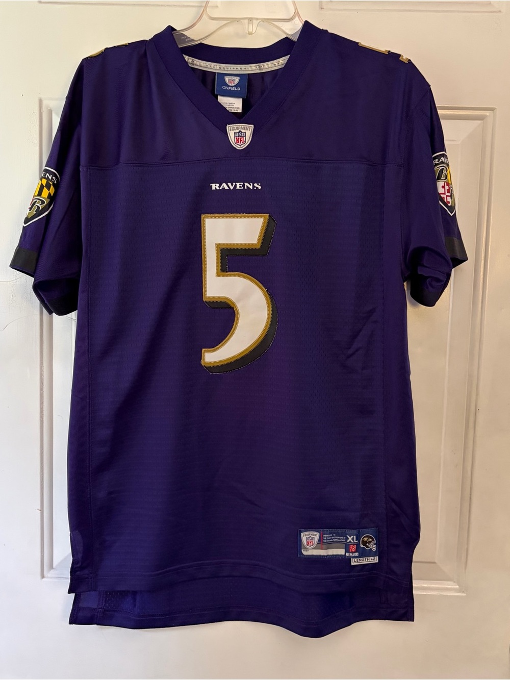 NFL Equipment Baltimore Ravens Joe Flacco Jersey Youth XL 18-20 Purple